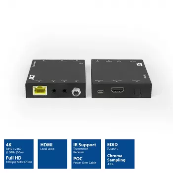 Conjunto transmissor e recetor AV ACT 4K HDMI 2.0 Extender sobre CAT6 UTP com suporte IR, 60 metros