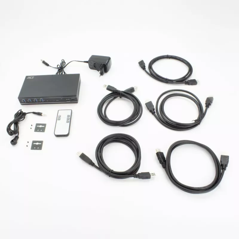 Switch KVM ACT 2 portas HDMI 4K@60Hz, USB 3.2 Gen1 (USB 3.0)