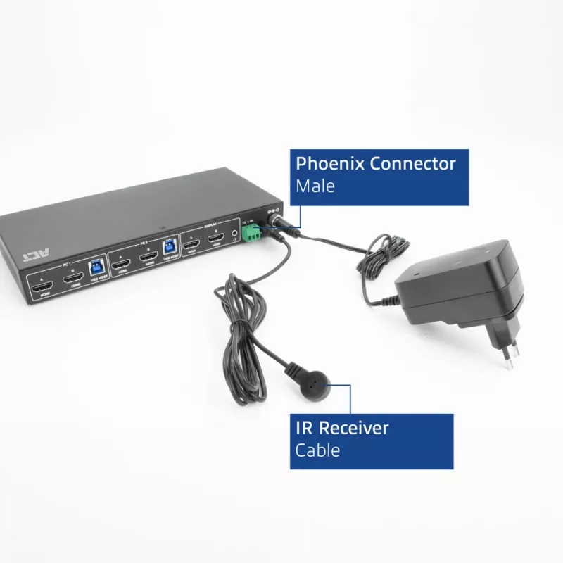 Switch KVM ACT 2 portas Dual HDMI 4K@60Hz, USB 3.2 Gen1 (USB 3.0)