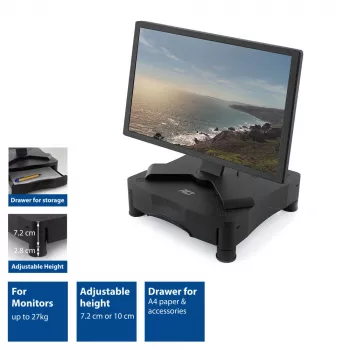 Suporte para monitor ACT AC8200 altura ajustável uma gaveta preto