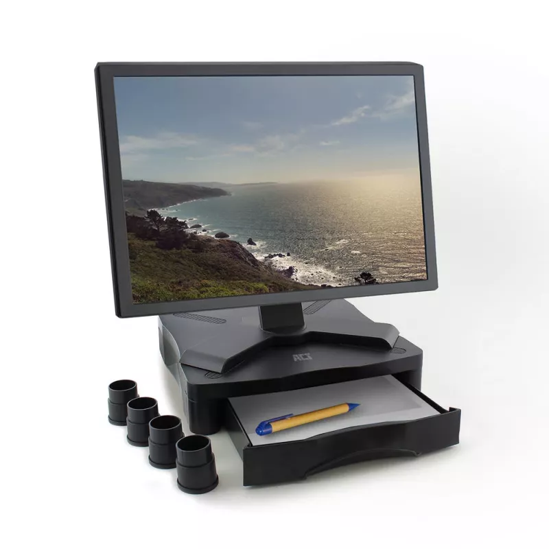 Suporte para monitor ACT AC8200 altura ajustável uma gaveta preto