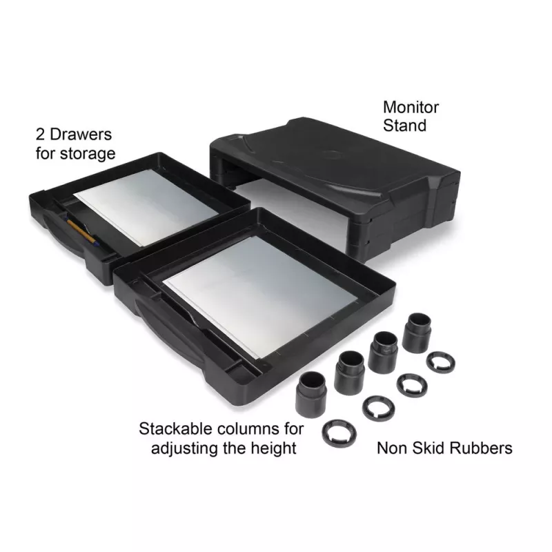 Suporte para monitor ACT extra largo AC8215 altura ajustável duas gavetas