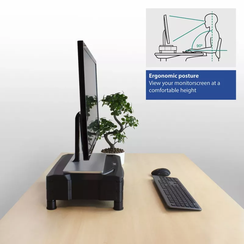 Suporte para monitor ACT extra largo AC8215 altura ajustável duas gavetas