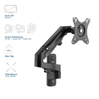 Suporte de parede para monitor ACT com mola a gás, 1 ecrã, peso máx. 7 kg
