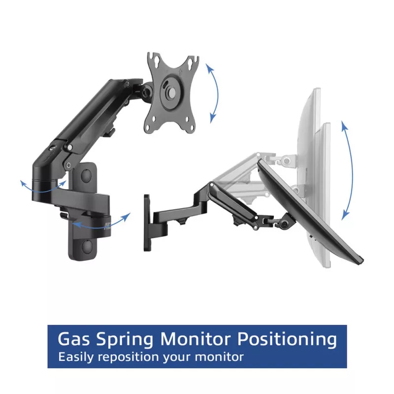 Suporte de parede para monitor ACT com mola a gás, 1 ecrã, peso máx. 7 kg