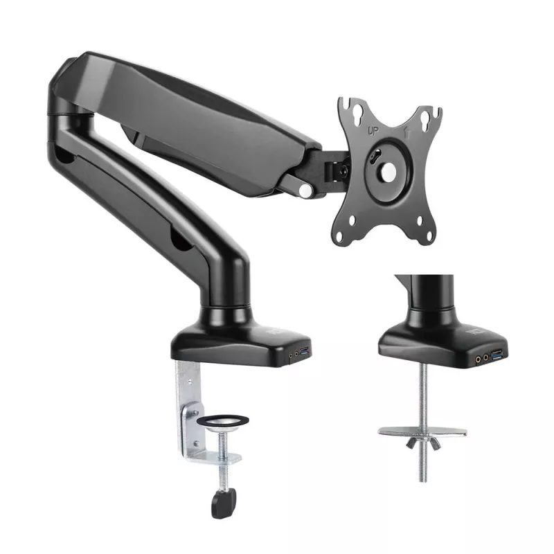 Braço para monitor com mola a gás ACT Office preto AC8311 fixação por grampo/por passagem 9 kg