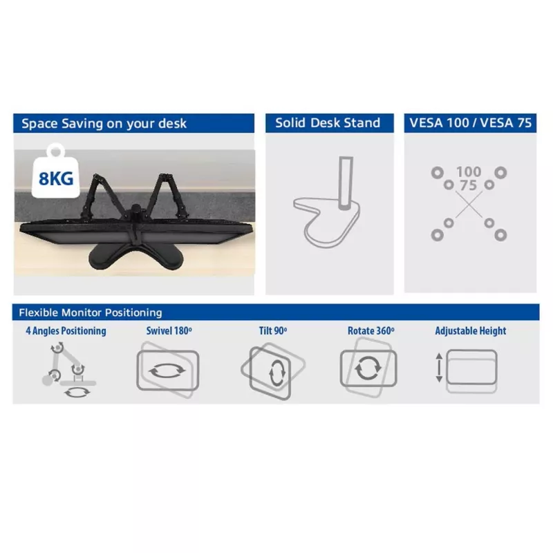 Braço duplo para monitor autónomo ACT AC8320 peso máx. 16 kg ecrã mín. 33 cm ecrã máx. 81,3 cm