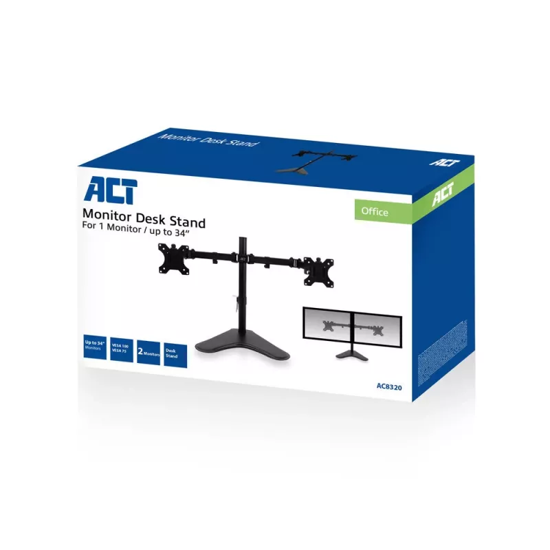 Braço duplo para monitor autónomo ACT AC8320 peso máx. 16 kg ecrã mín. 33 cm ecrã máx. 81,3 cm