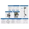 Braço para monitor único ACT para escritório, ajuste rápido de altura, fixação por grampo/por passagem, 8 kg