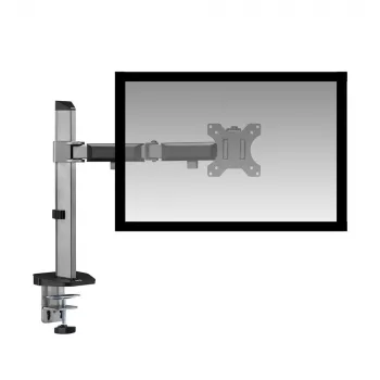 Braço para monitor único ACT Office prateado fixação por grampo/por passagem 9 kg 17-32 polegadas