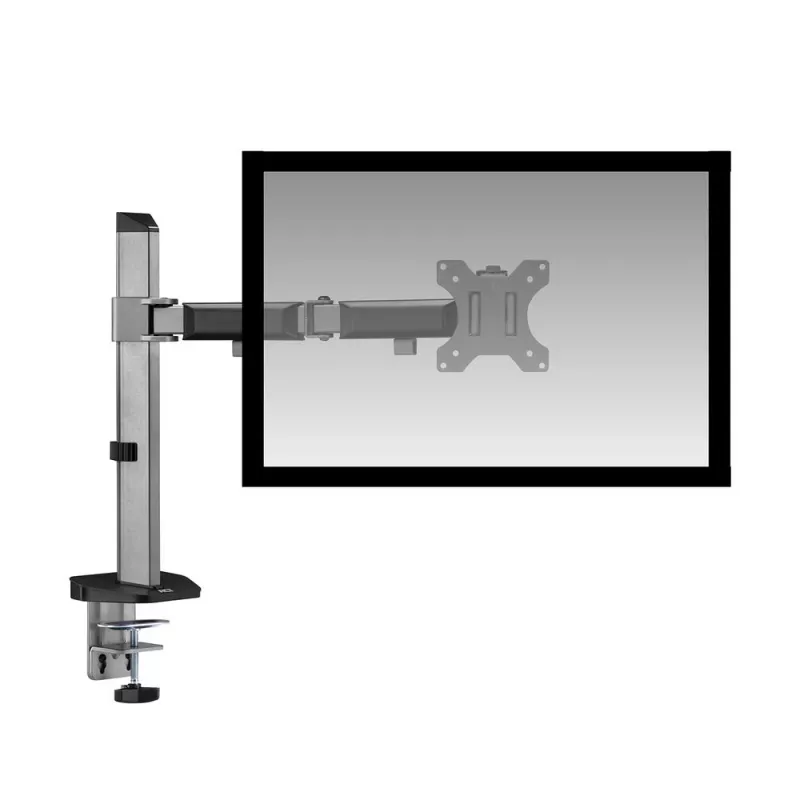 Braço para monitor único ACT Office prateado fixação por grampo/por passagem 9 kg 17-32 polegadas