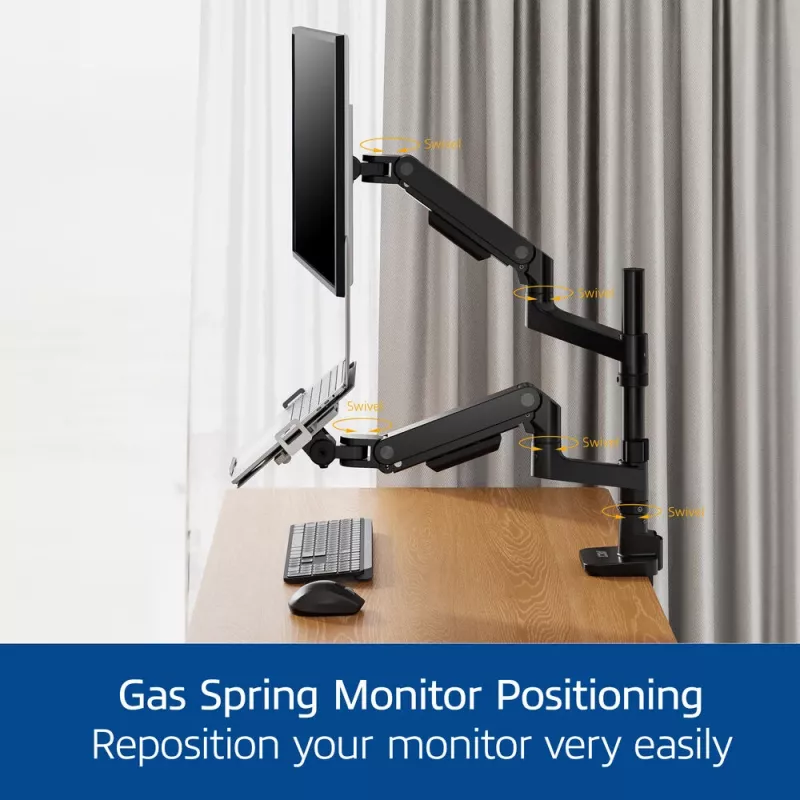 Braço para portátil e monitor ACT AC8341 mola a gás preto 49 polegadas
