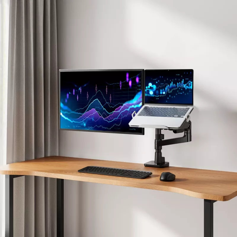 Braço para portátil e monitor ACT AC8341 mola a gás preto 49 polegadas