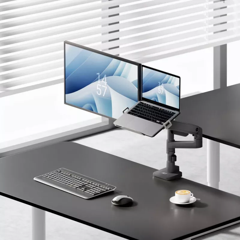 Braço para portátil e monitor ACT AC8341 mola a gás preto 49 polegadas