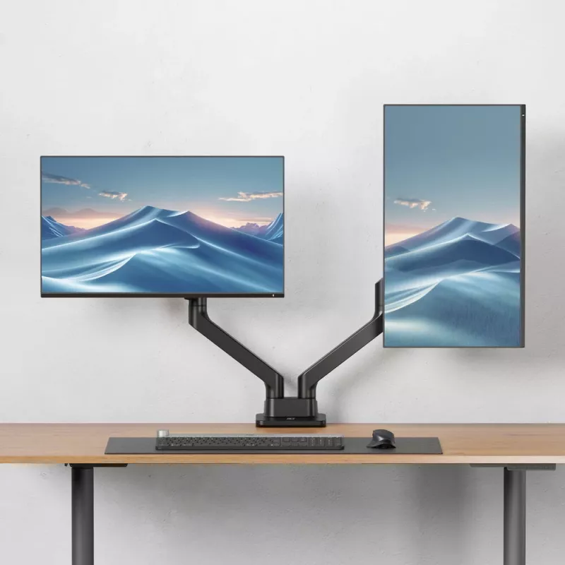Braço para monitor ACT 35 polegadas Office Premium, mola a gás, 2 monitores