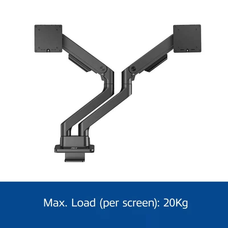 Braço para monitor ACT 35 polegadas Office Premium, mola a gás, 2 monitores