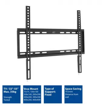 Suporte de parede para TV ACT 32 a 55 polegadas VESA 35 kg preto