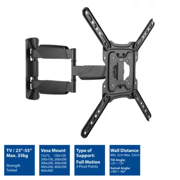 Suporte de parede para TV ACT totalmente articulado 23 a 55 polegadas VESA 35 kg