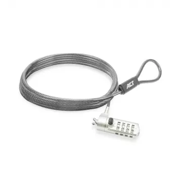 Cadeado para portátil ACT Wedge com fecho de combinação metálico cabo de 2 m