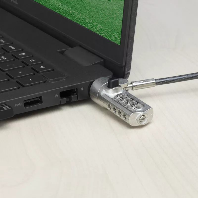 Cadeado para portátil ACT Wedge com fecho de combinação metálico cabo de 2 m