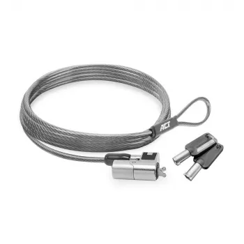 Cadeado para portátil ACT Wedge com chaves metálico cabo de 2 m