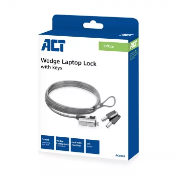 Cadeado para portátil ACT Wedge com chaves metálico cabo de 2 m