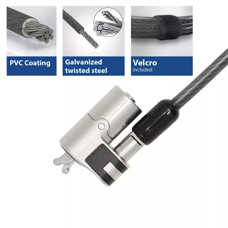 Cadeado para portátil ACT Wedge com chaves metálico cabo de 2 m