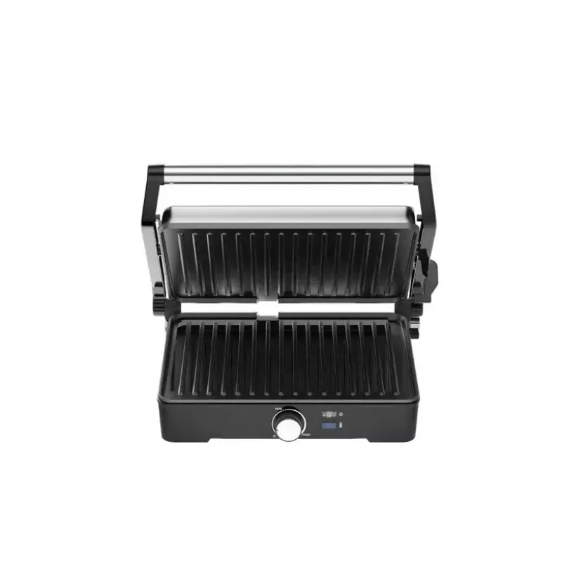 Grelhador de contacto AENO EG2 — 2000 W, retangular, aço inoxidável/preto, 345×327 mm