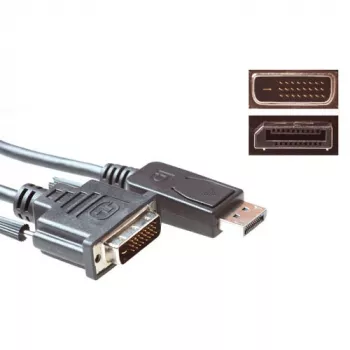 Cabo adaptador ACT 1,8 metros DisplayPort macho para DVI macho