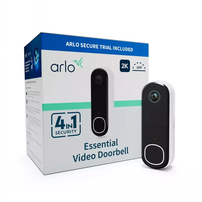 Campainha de vídeo Arlo Essential 2K branco 1944p 180° campo de visão