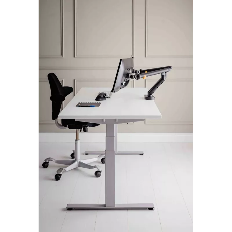BakkerElkhuizen BE Flexible Dual BNEBFDDG braço para monitor, de secretária, para 2 monitores, até 88,9 cm (35 polegadas), alumínio/aço, cinzento escuro
