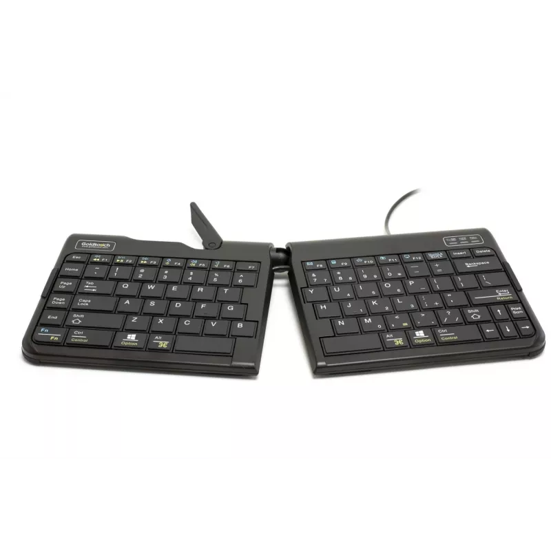 BakkerElkhuizen Goldtouch Travel Go2 com fios DE Qwertz, mini, com fios, USB, interruptores scissor, QWERTZ, preto