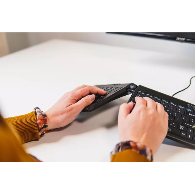 BakkerElkhuizen Goldtouch Travel Go2 com fios DE Qwertz, mini, com fios, USB, interruptores scissor, QWERTZ, preto