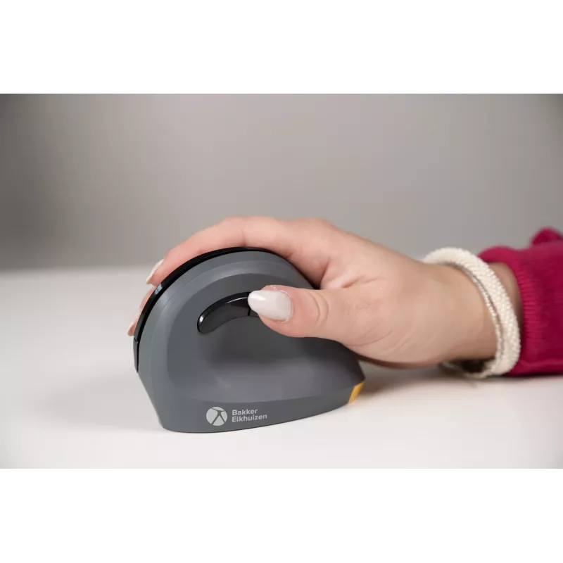 BakkerElkhuizen PRF Mouse Wireless cinzento-escuro, destro, design vertical, ótico, RF Wireless, 1600 DPI, preto, cinzento