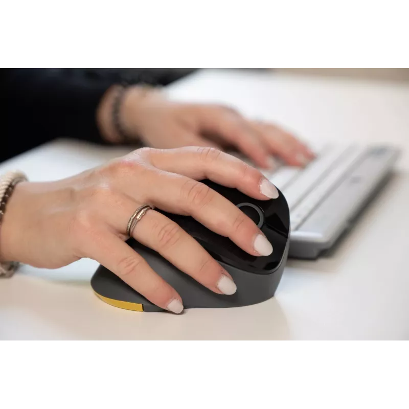 BakkerElkhuizen PRF Mouse Wireless cinzento-escuro, destro, design vertical, ótico, RF Wireless, 1600 DPI, preto, cinzento