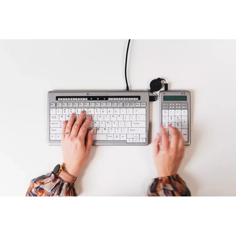 Teclado BakkerElkhuizen S-board 840 Numeric, USB, PC, 1,2 m, cinzento-claro, branco