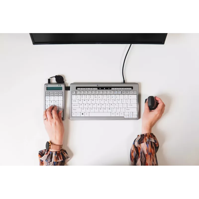 Teclado BakkerElkhuizen S-board 840 Numeric, USB, PC, 1,2 m, cinzento-claro, branco