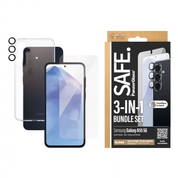 Pacote de proteção PanzerGlass Samsung Galaxy A55 5G resistente a riscos e choques
