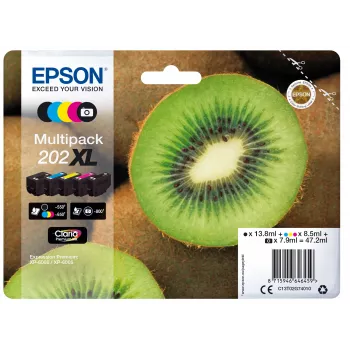 Epson Kiwi multipack 5 cores 202XL Claria Premium tinta