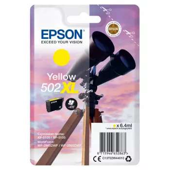 Epson pack individual amarelo 502XL tinta, rendimento alto (XL), amarelo, tinta pigmentada, 6,4 ml, 1 unid., 470 páginas