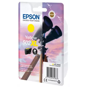 Epson pack individual amarelo 502XL tinta, rendimento alto (XL), amarelo, tinta pigmentada, 6,4 ml, 1 unid., 470 páginas