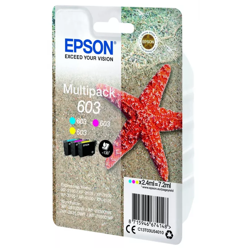 Cartucho de tinta Epson C13T03U54020 — original rendimento padrão, ciano/magenta/amarelo, 2,4 ml, 130 páginas, 1 unid.