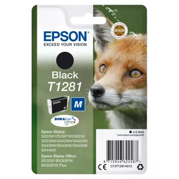 Epson Fox pack individual preto T1281 DURABrite Ultra tinta, preto, tinta pigmentada, 5,9 ml, 1 unid.