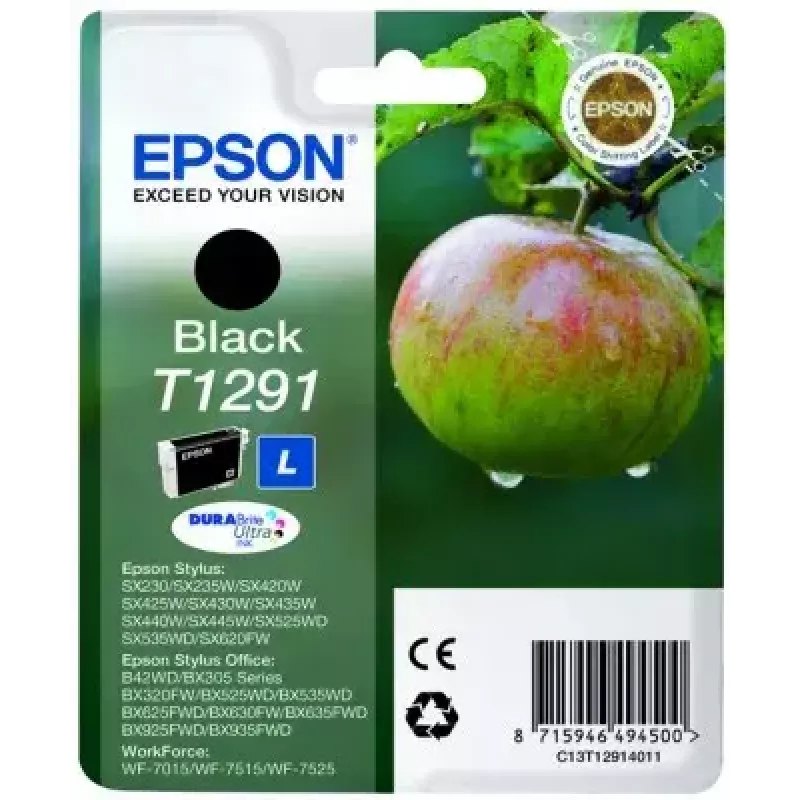 Tinteiro Epson T1291 DURABrite Ultra – preto pigmentado, embalagem individual, 1 unid.