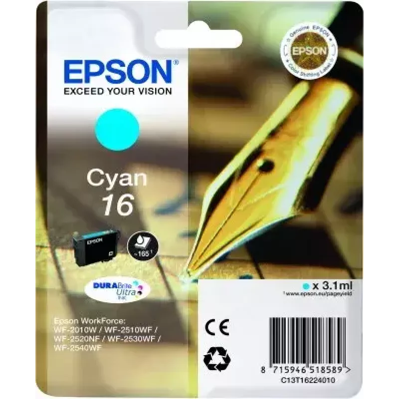 Tinteiro Epson C13T16224010 DURABrite Ultra ciano embalagem individual rendimento standard