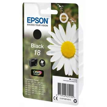 Tinteiro Epson Daisy embalagem individual preto 18 Claria Home, preto, tinta pigmentada, 5,2 ml, 1 unid., 175 páginas