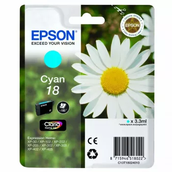 Tinteiro Epson Daisy embalagem individual ciano 18 Claria Home, ciano fotográfico, tinta à base de corante, 1 unid.