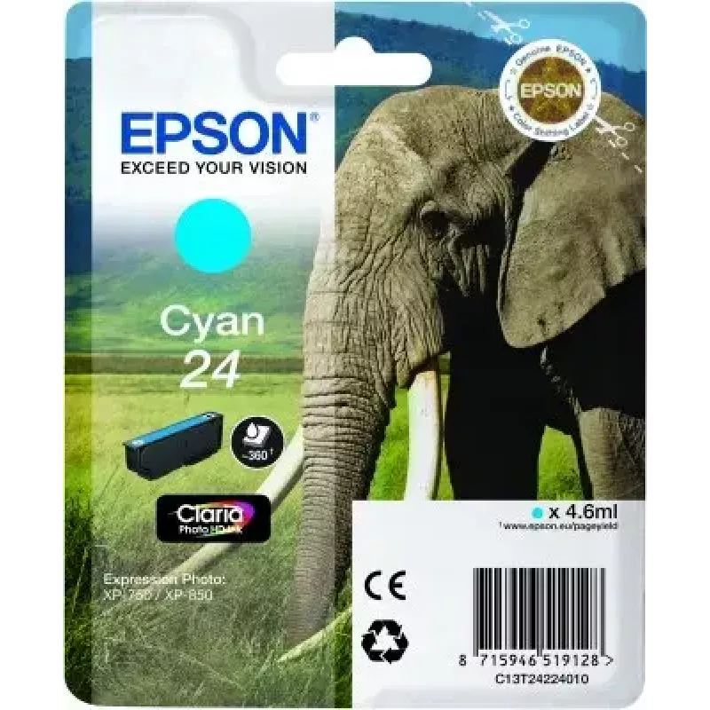Tinteiro Epson embalagem individual ciano 24 Claria Photo HD