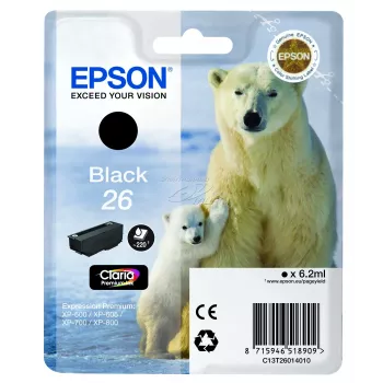 Tinteiro Epson Polar bear Singlepack preto 26 Claria Premium, preto, tinta à base de pigmento, 1 unid.