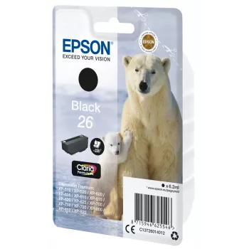 Tinteiro Epson Polar bear embalagem individual preto 26 Claria Premium, preto
